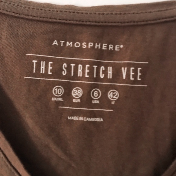 Brown/olive plain v neck shirt - Picture 3 of 3